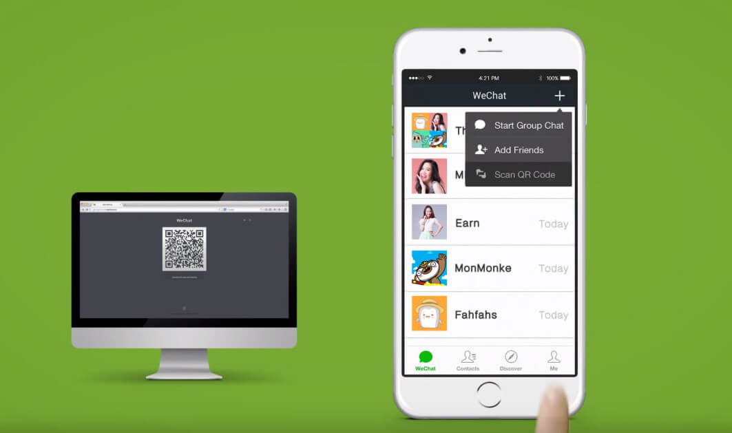 Transfer WeChat Files between Computer And Android Or iPhone QR Web